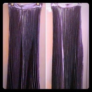 Pleated Metallic Silver Charcoal Skirt